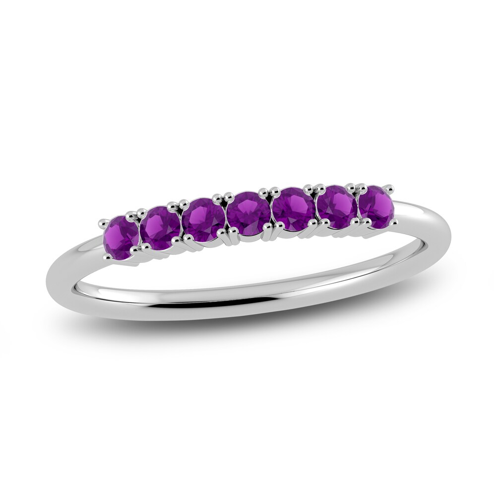 Juliette Maison Natural Amethyst Half Eternity Ring 10K White Gold p04ROmSl