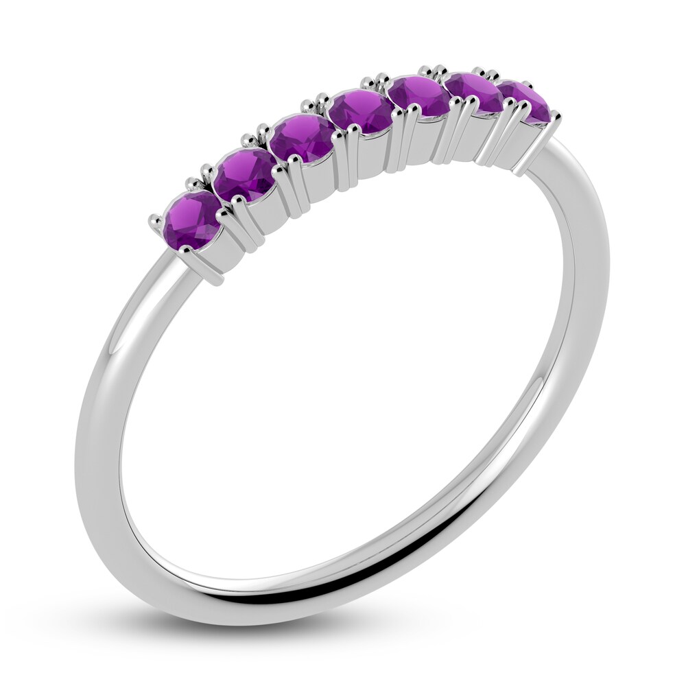 Juliette Maison Natural Amethyst Half Eternity Ring 10K White Gold p04ROmSl