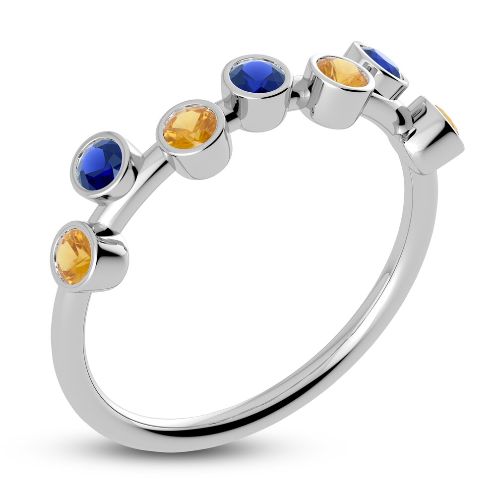 Juliette Maison Natural Citrine & Natural Blue Sapphire Ring 10K White Gold pCNp4cDN