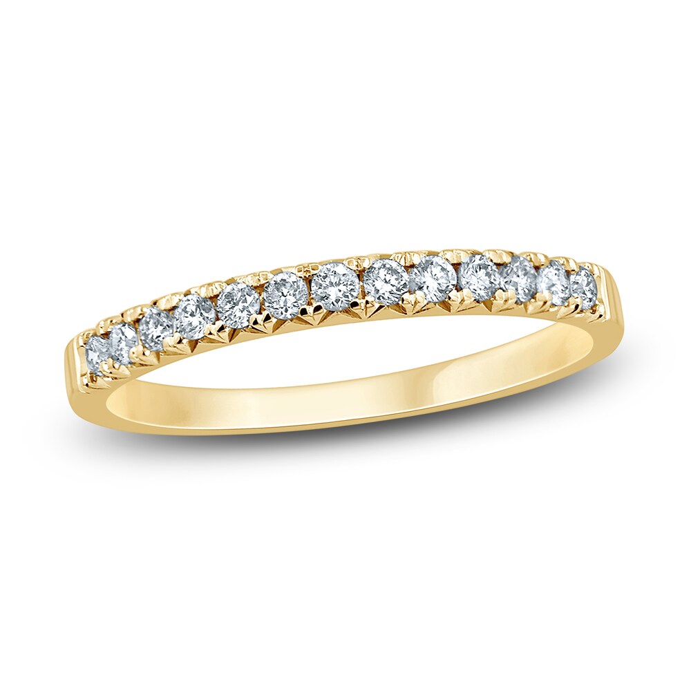 French Pave Diamond Wedding Band 1/4 ct tw Round 14K Yellow Gold pDFzXsaM