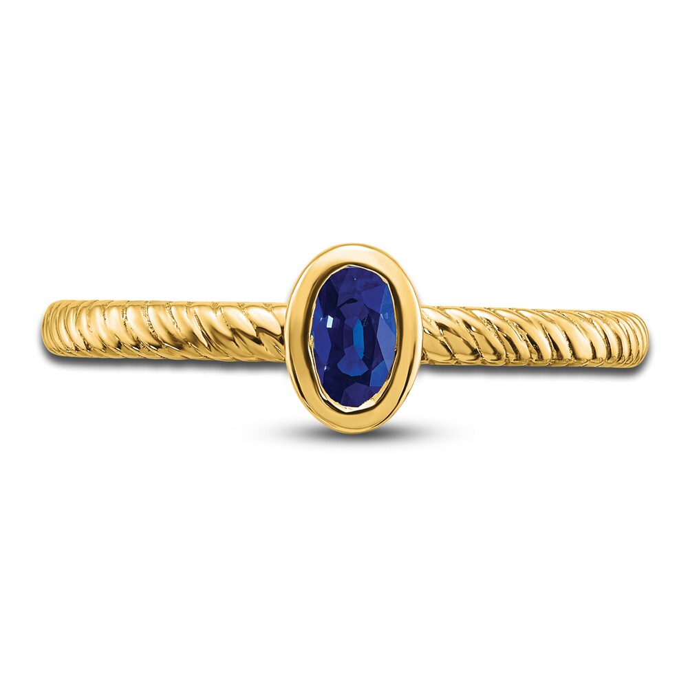 Natural Blue Sapphire Bezel Ring 14K Yellow Gold pF7hl776