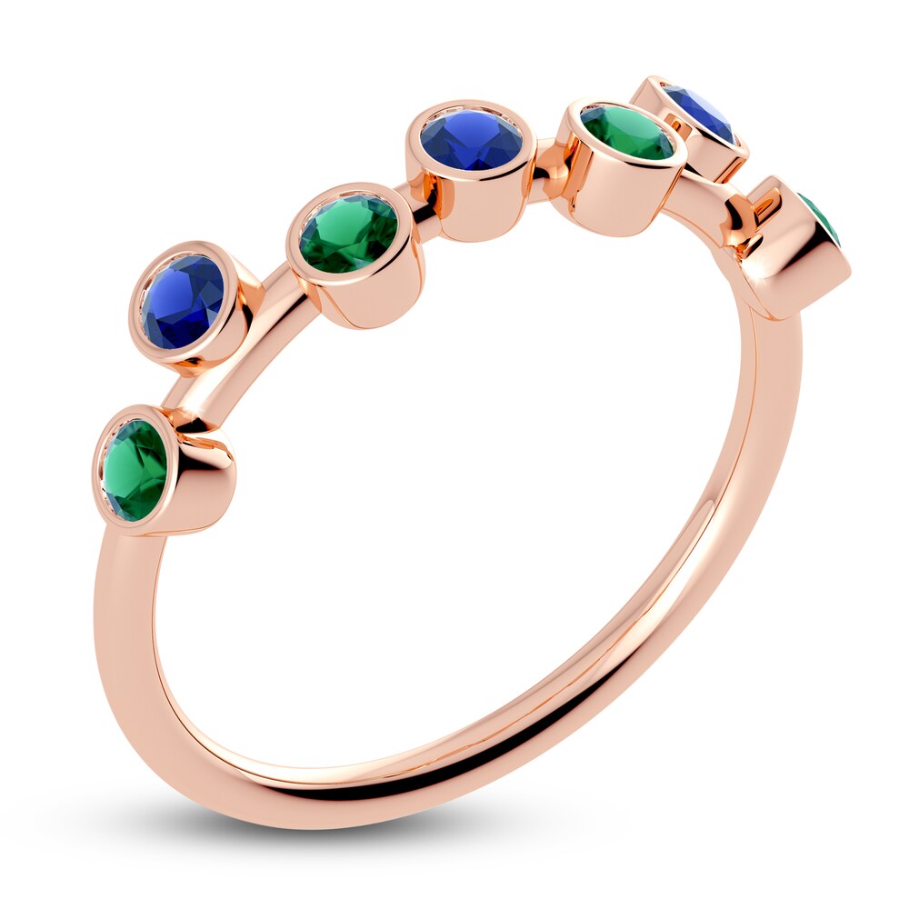 Juliette Maison Natural Emerald & Natural Blue Sapphire Ring 10K Rose Gold pIoqopq0