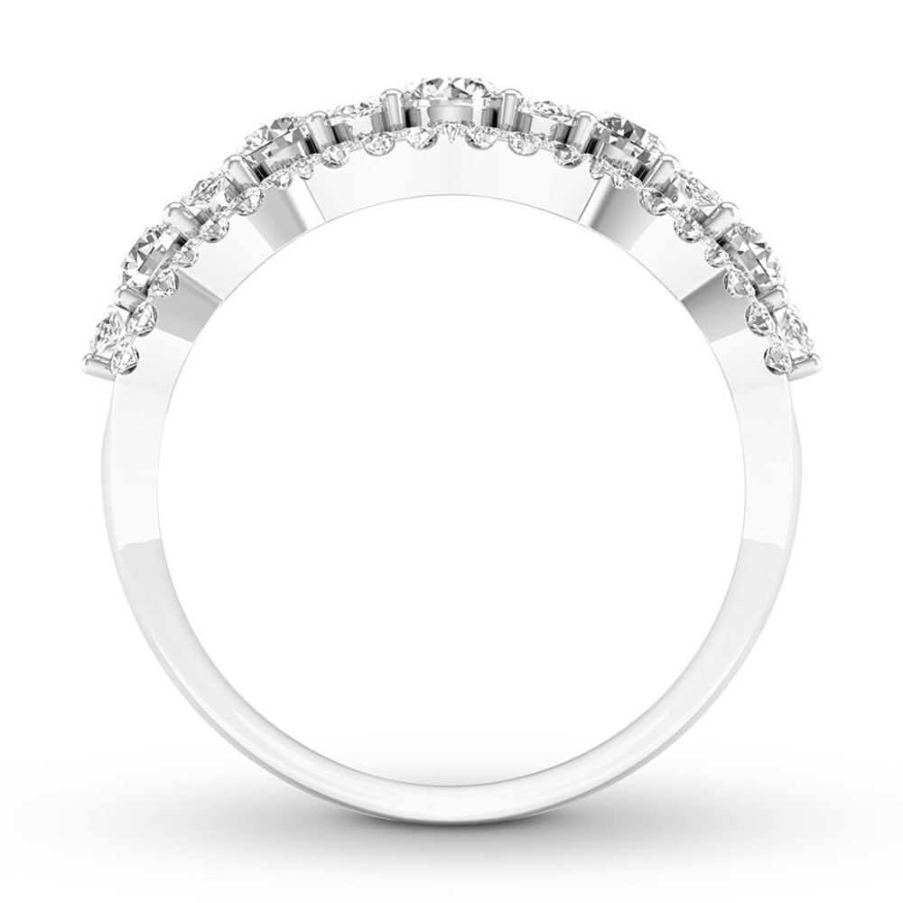 Diamond Anniversary Ring 3/4 ct tw Round/Marquise 14K White Gold pRNS7Ome