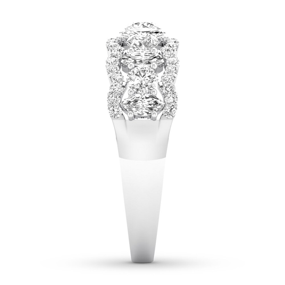 Diamond Anniversary Ring 3/4 ct tw Round/Marquise 14K White Gold pRNS7Ome