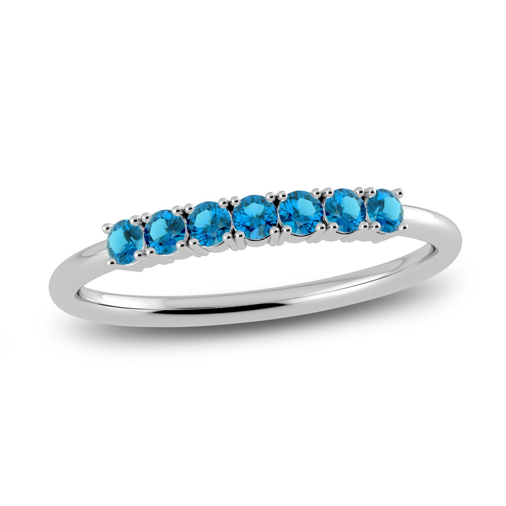 Juliette Maison Natural Blue Zircon Half Eternity Ring 10K White Gold pS6ApHSL [pS6ApHSL]