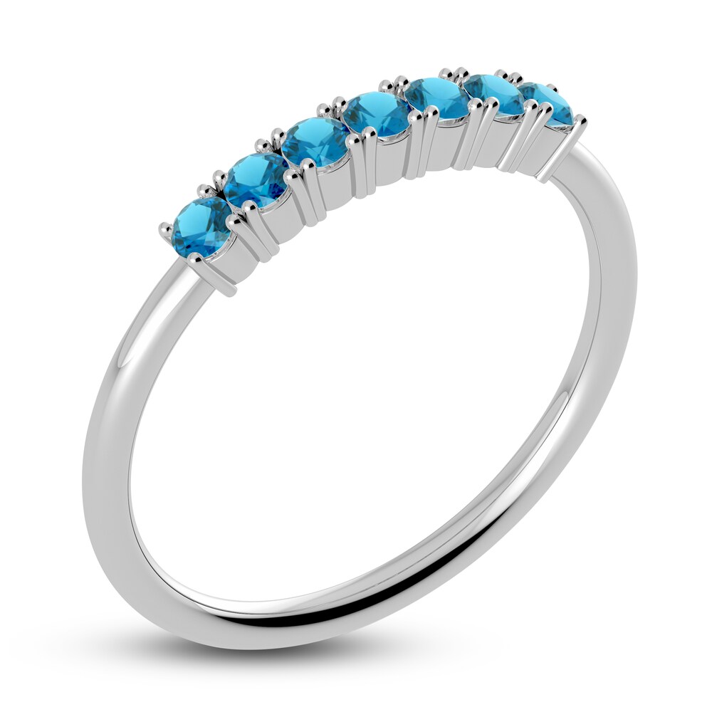 Juliette Maison Natural Blue Zircon Half Eternity Ring 10K White Gold pS6ApHSL