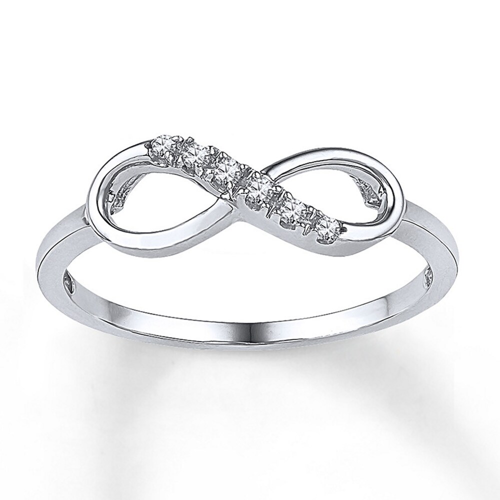 Diamond Infinity Ring 1/20 ct tw Round-cut 10K White Gold pgV8SPWI