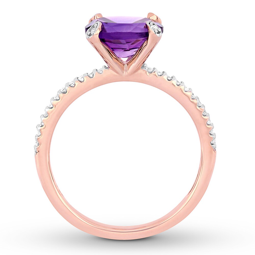 Amethyst East-West Ring 1/10 carat tw Diamonds 10K Rose Gold pjV4z25P