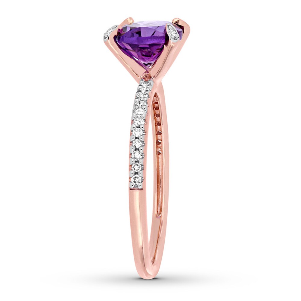 Amethyst East-West Ring 1/10 carat tw Diamonds 10K Rose Gold pjV4z25P