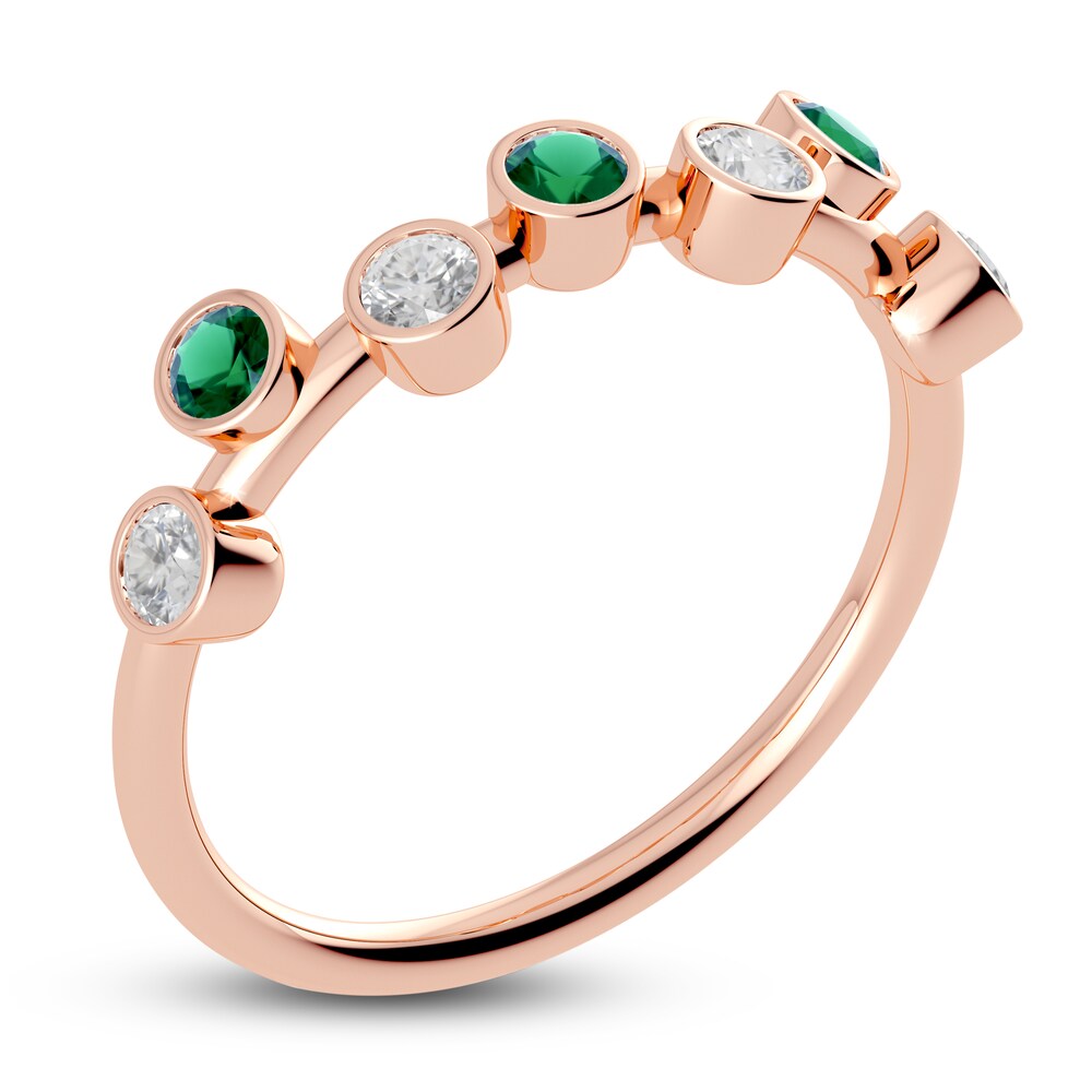 Juliette Maison Natural White Sapphire & Natural Emerald Ring 10K Rose Gold ptk93e0Y