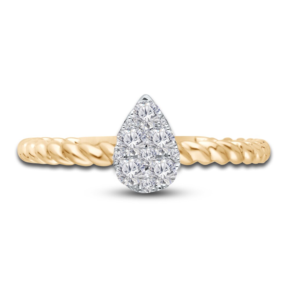 Kallati Diamond Teardrop Ring 1/4 ct tw Round 14K Yellow Gold pwpHl2tR