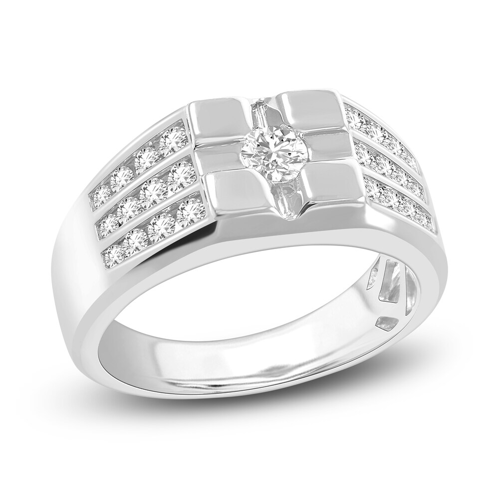 Men\'s Diamond Ring 1 ct tw Round 14K White Gold q3LSsRua [q3LSsRua]
