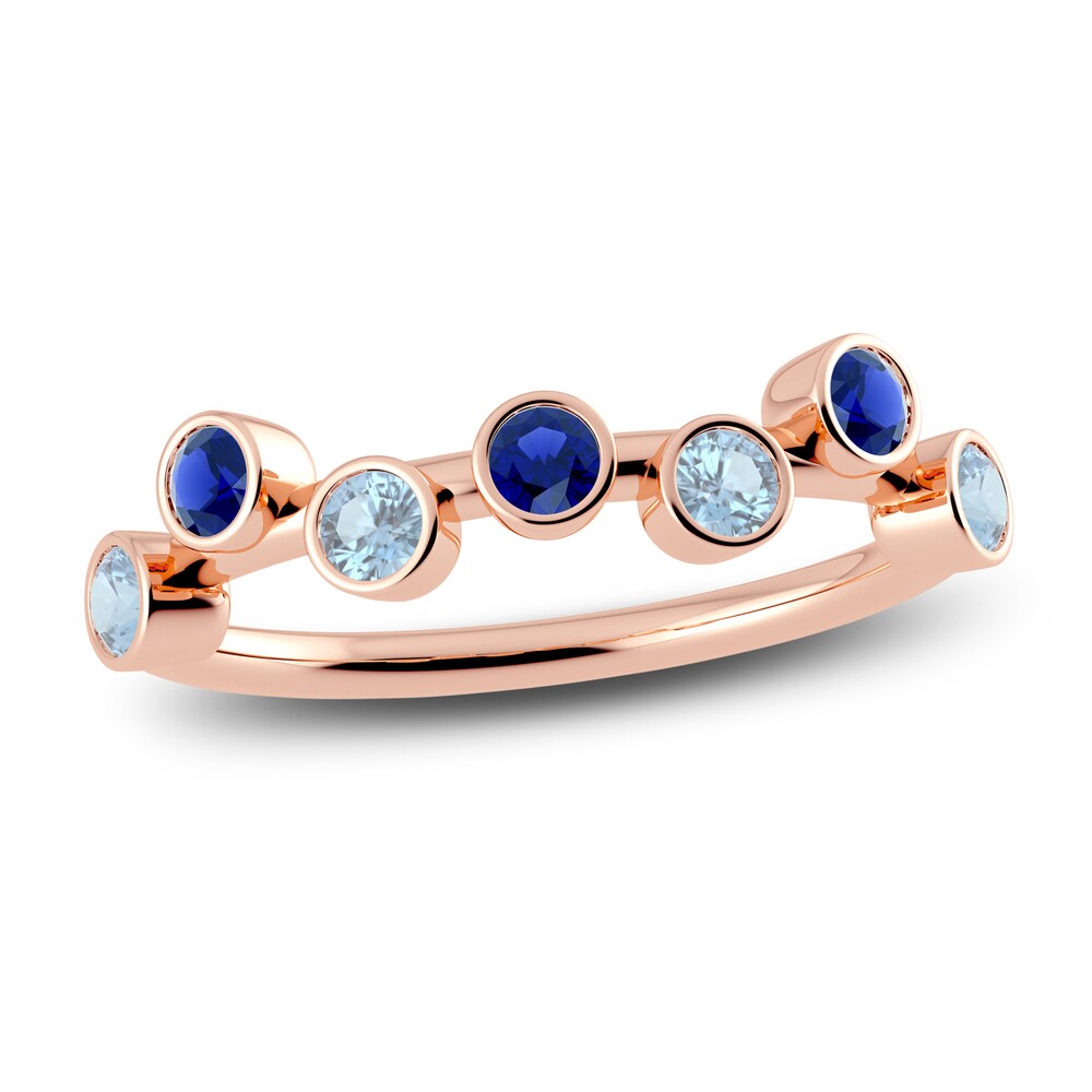 Juliette Maison Natural Aquamarine & Natural Blue Sapphire Ring 10K Rose Gold q6FTPaYh
