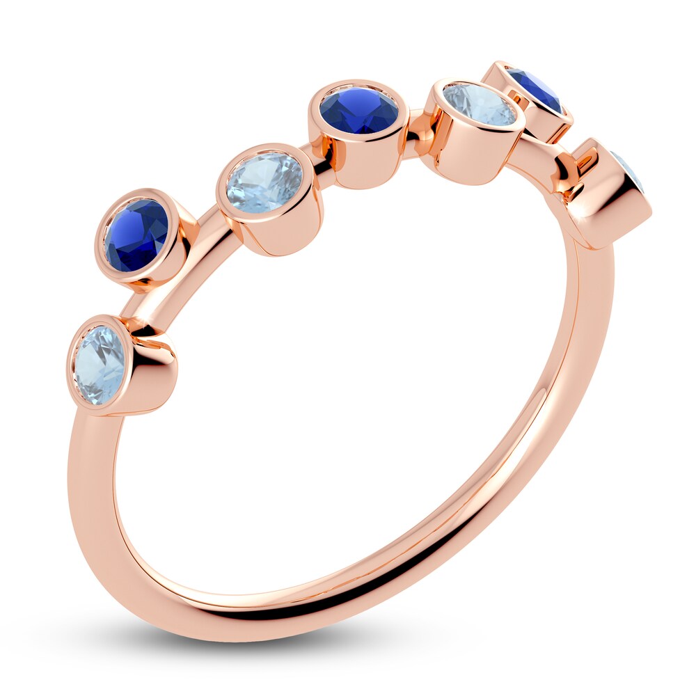 Juliette Maison Natural Aquamarine & Natural Blue Sapphire Ring 10K Rose Gold q6FTPaYh