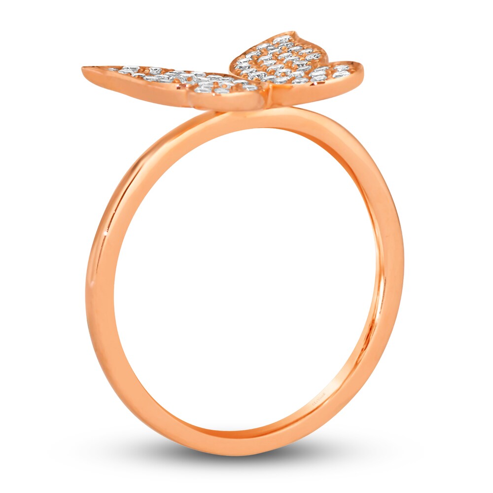 Le Vian Diamond Butterfly Ring 1/3 ct tw Round 14K Strawberry Gold qCYhUcu0