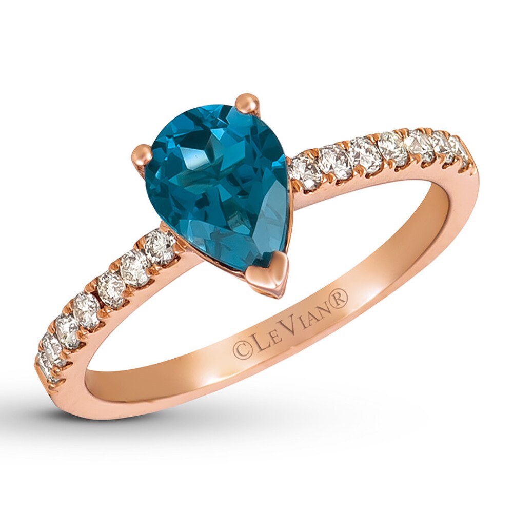 Le Vian Blue Topaz Ring 1/5 ct tw Diamonds 14K Strawberry Gold qHmJ7qcx