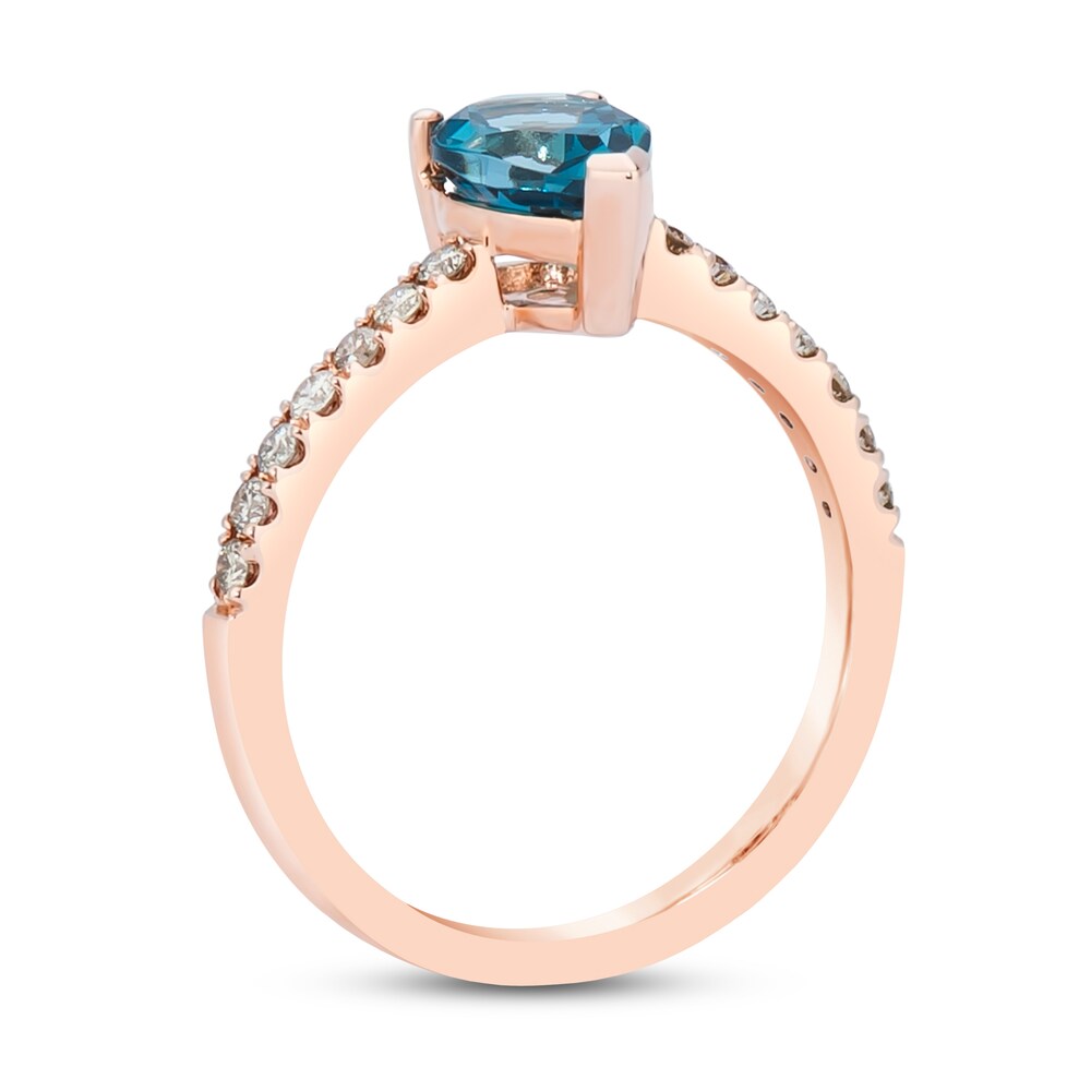 Le Vian Blue Topaz Ring 1/5 ct tw Diamonds 14K Strawberry Gold qHmJ7qcx