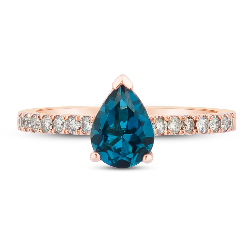 Le Vian Blue Topaz Ring 1/5 ct tw Diamonds 14K Strawberry Gold qHmJ7qcx