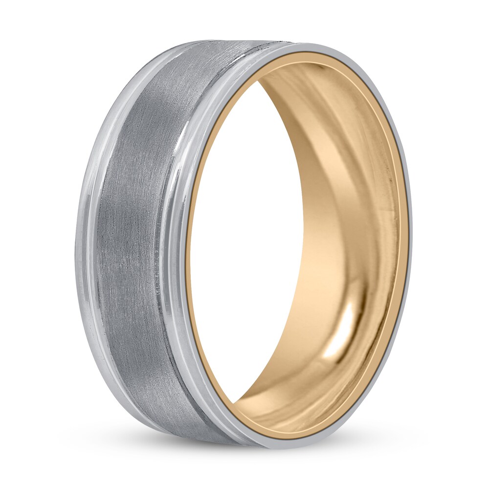 Men\'s Frosted Wedding Band 14K Two-Tone Gold 6mm r1Q9ZO3K