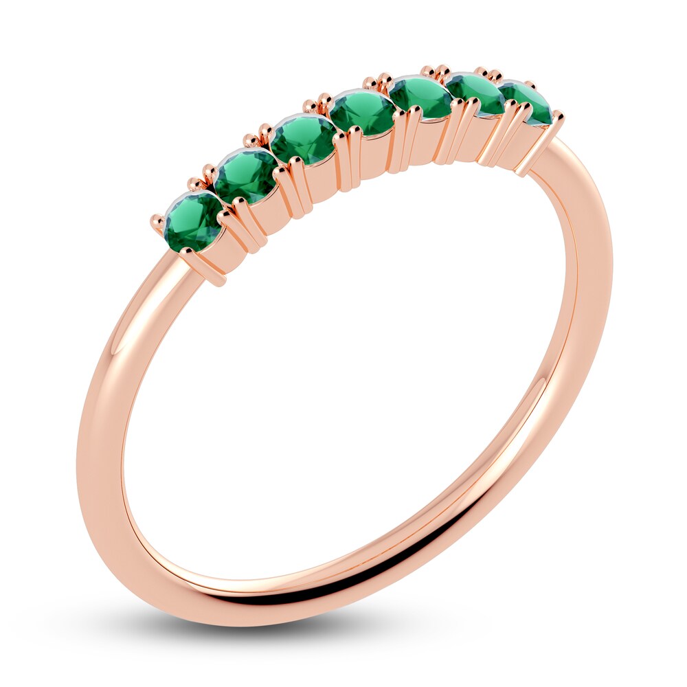 Juliette Maison Natural Emerald Half Eternity Ring 10K Rose Gold rI5tCt8O