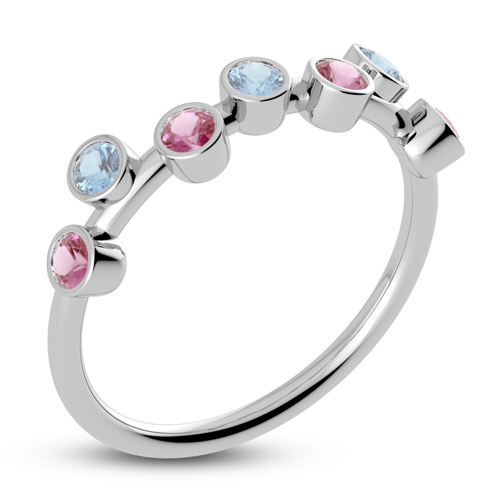 Juliette Maison Natural Aquamarine & Natural Pink Tourmaline Ring 10K White Gold rK5f0mjc