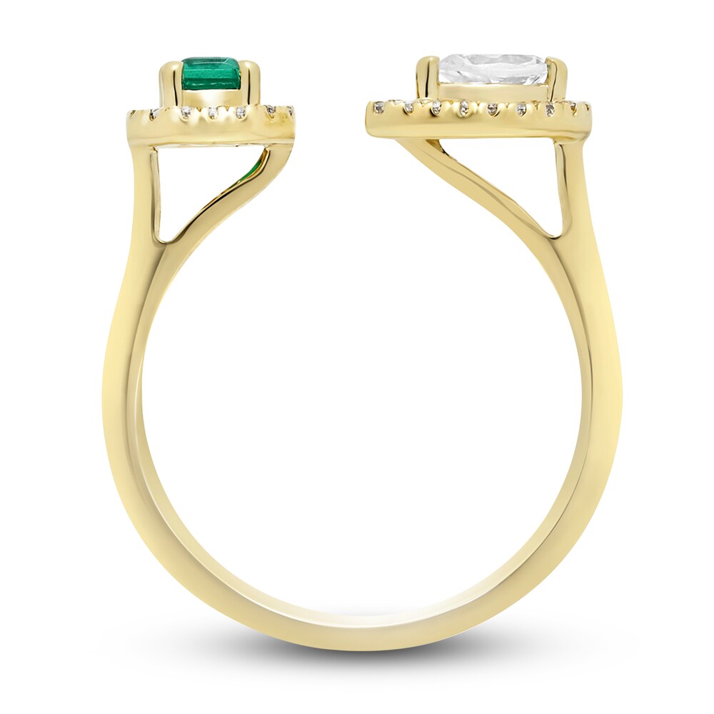 Lab-Created Emerald & Lab-Created White Sapphire Ring 10K Yellow Gold rNNsJCfv