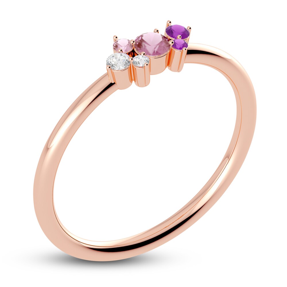 Juliette Maison Natural Pink Tourmaline, Amethyst. White Sapphire Constellation Ring 10K Rose Gold rYuLL8KJ