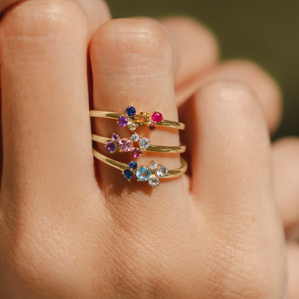 Juliette Maison Natural Pink Tourmaline, Amethyst. White Sapphire Constellation Ring 10K Rose Gold rYuLL8KJ