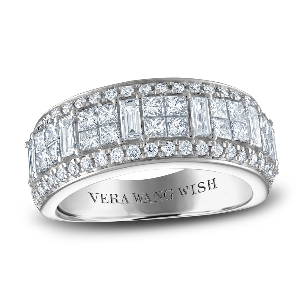 Vera Wang WISH Diamond Anniversary Band 1-1/2 ct tw Baguette/Princess/ Round 18K White Gold rZINHWra [rZINHWra]