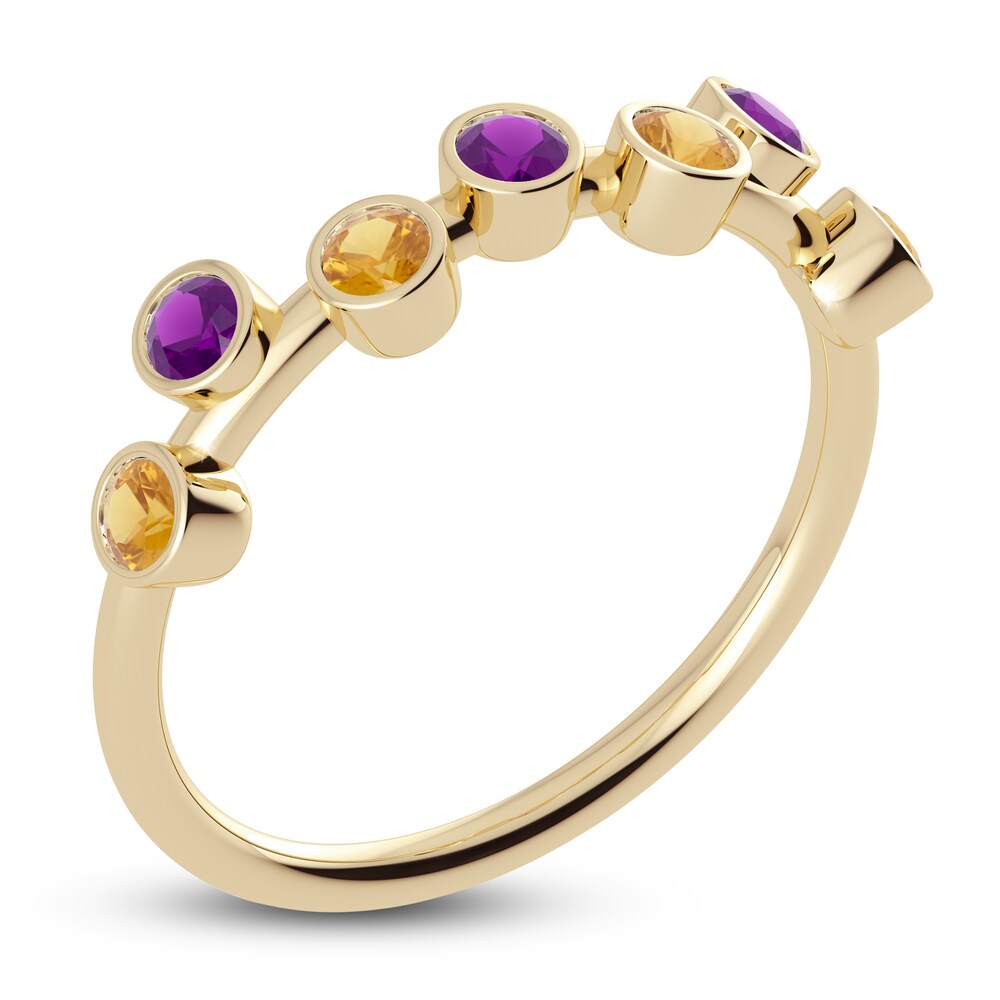 Juliette Maison Natural Amethyst & Natural Citrine Ring 10K Yellow Gold rb2zoRDF