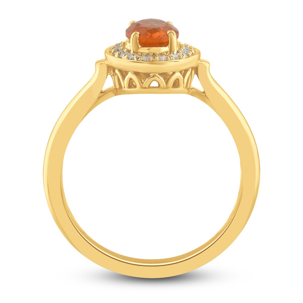 Natural Fire Opal Ring 1/8 ct tw Diamonds 10K Yellow Gold riDyN1Q7