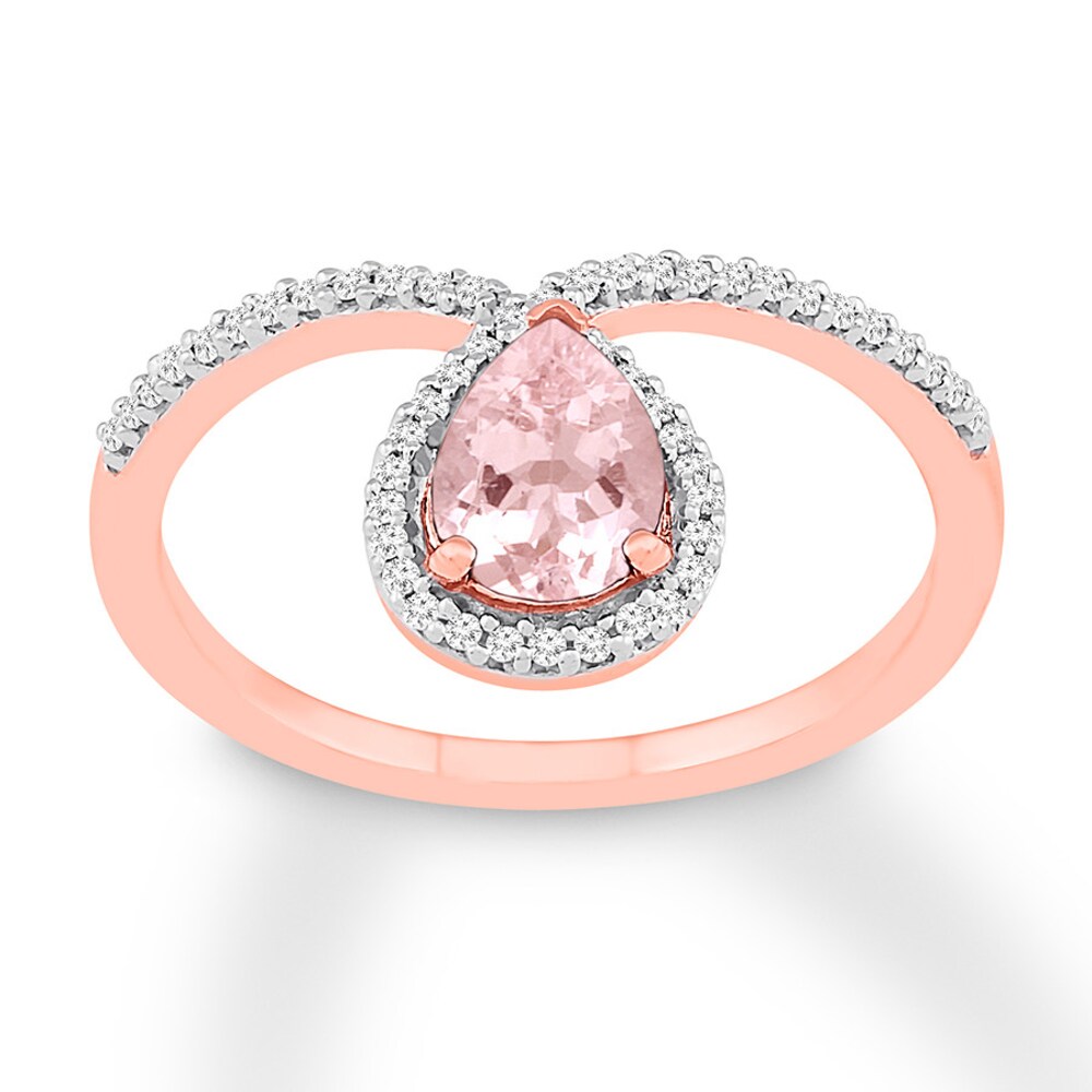 Morganite Ring 1/6 ct tw Diamonds 10K Rose Gold s37b7rOh
