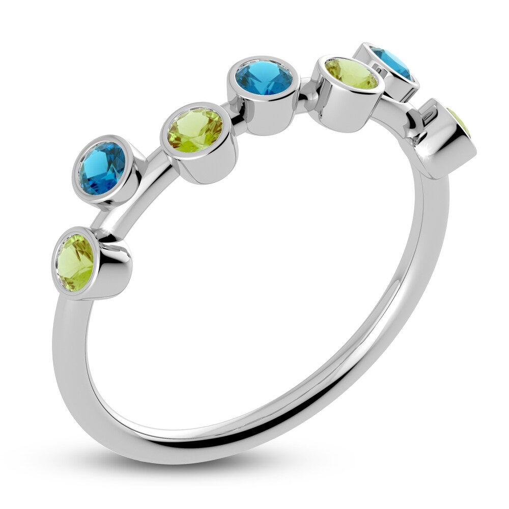 Juliette Maison Natural Peridot & Natural Blue Zircon Ring 10K White Gold s3uvBD71