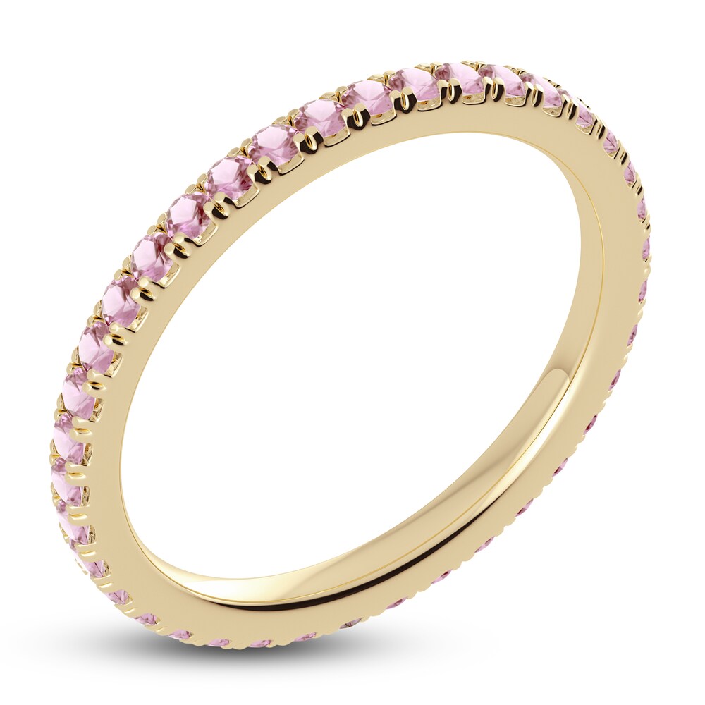 Juliette Maison Natural Pink Tourmaline Eternity Ring 10K Yellow Gold s885vEwX