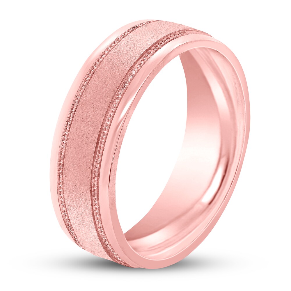 Men\'s Satin Wedding Band 14K Rose Gold 7mm sCr1YS6O