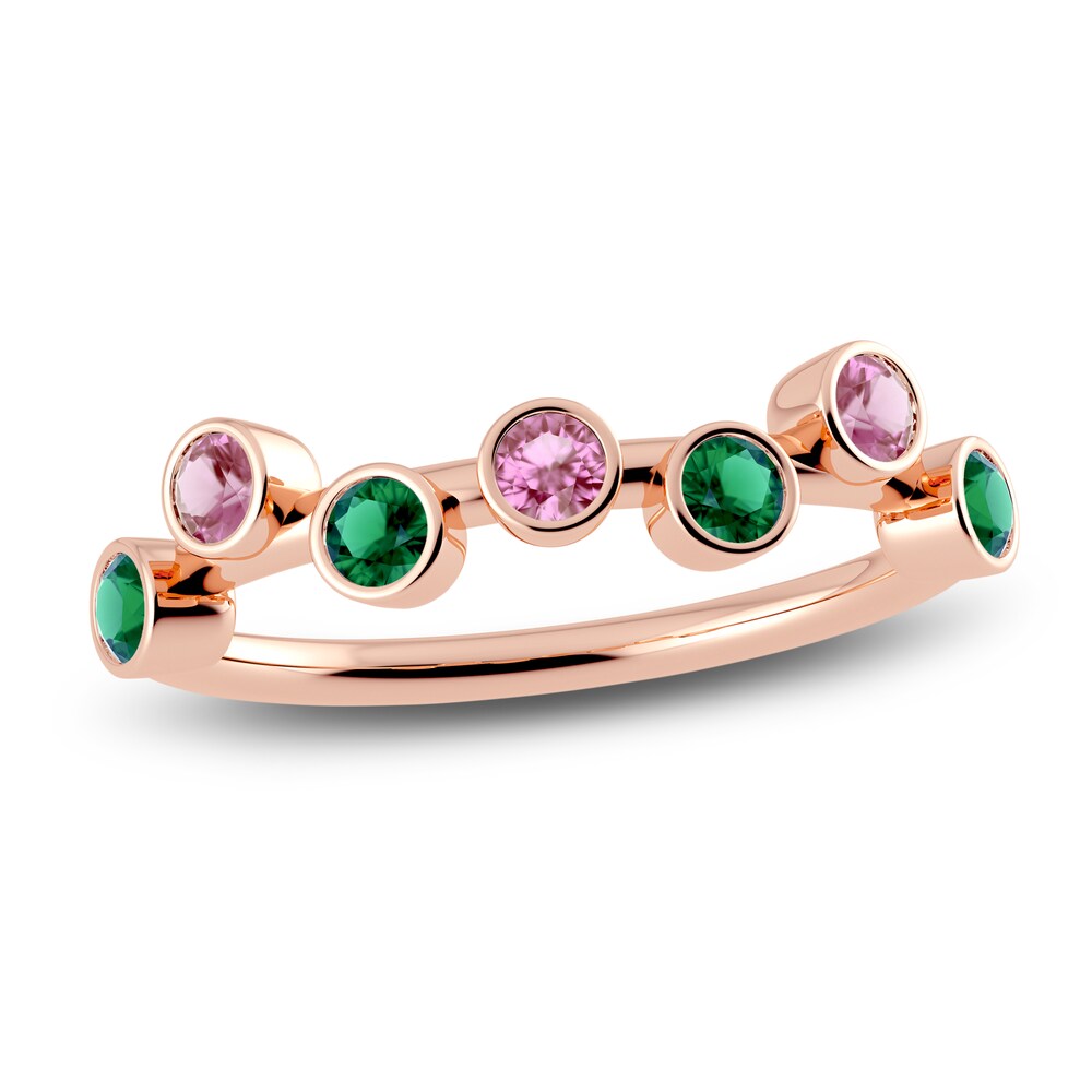 Juliette Maison Natural Pink Tourmaline & Natural Emerald Ring 10K Rose Gold sLQ1DKjz [sLQ1DKjz]