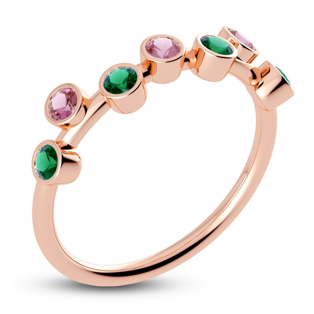 Juliette Maison Natural Pink Tourmaline & Natural Emerald Ring 10K Rose Gold sLQ1DKjz