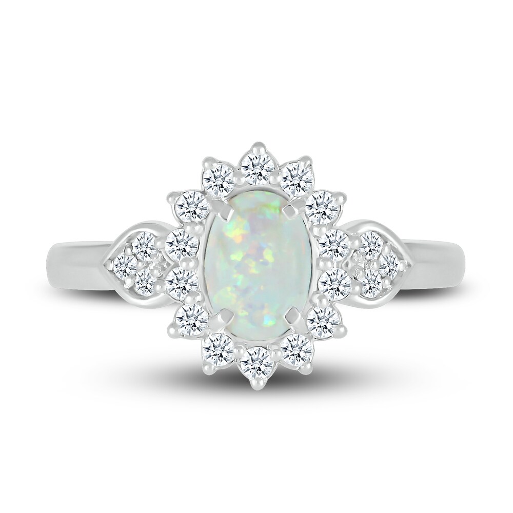 Lab-Created Sapphire & Natural Opal Ring Sterling Silver sUOyCLKn