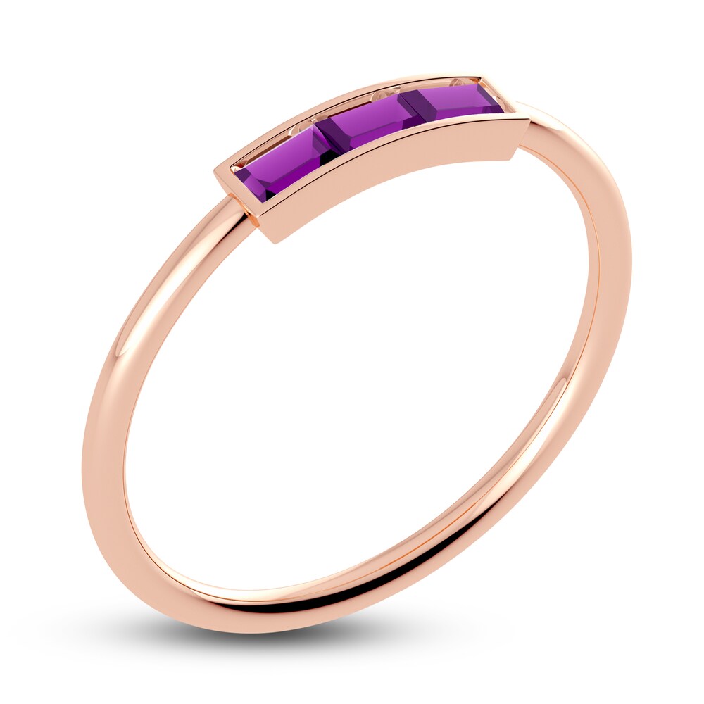 Juliette Maison Natural Amethyst Baguette Bar Ring 10K Rose Gold sYqkGS4e