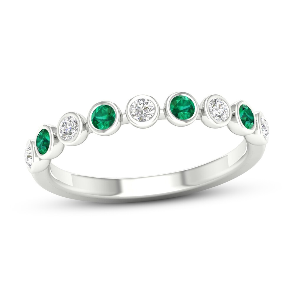 Natural Emerald Ring 1/6 ct tw Diamonds 10K White Gold sZHjDNot [sZHjDNot]