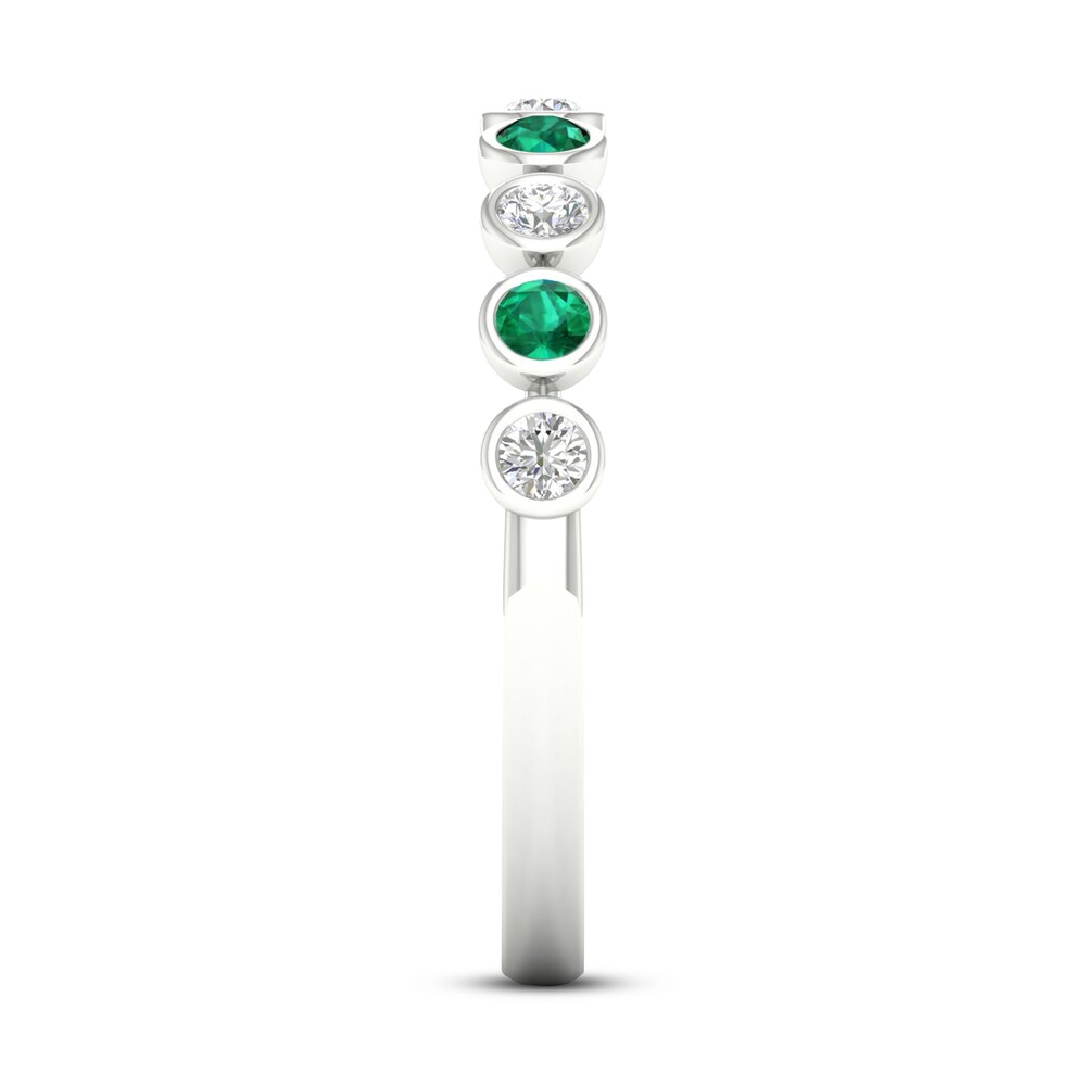 Natural Emerald Ring 1/6 ct tw Diamonds 10K White Gold sZHjDNot