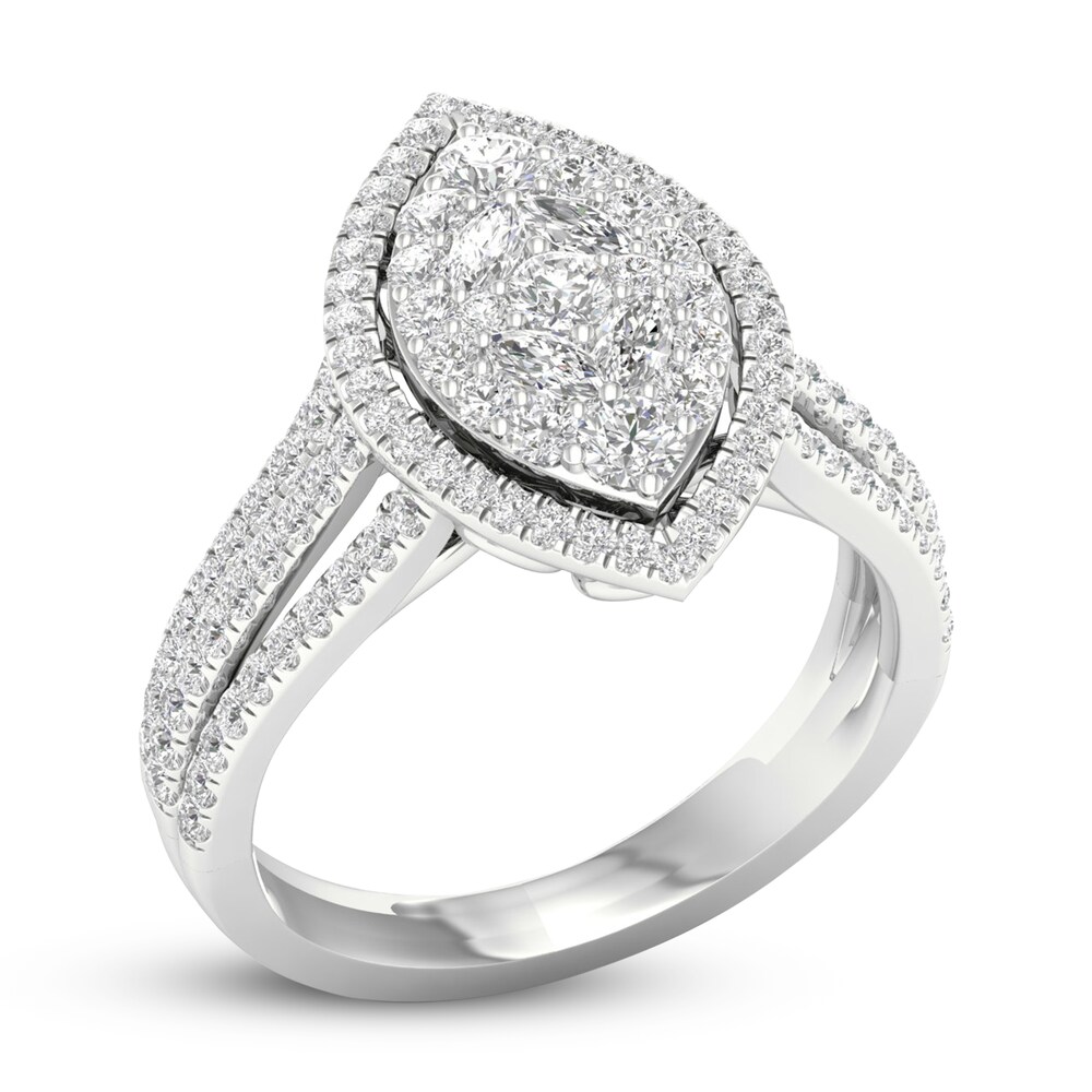 Diamond Ring 1 ct tw Marquise/Round 14K White Gold sfU0jOsK