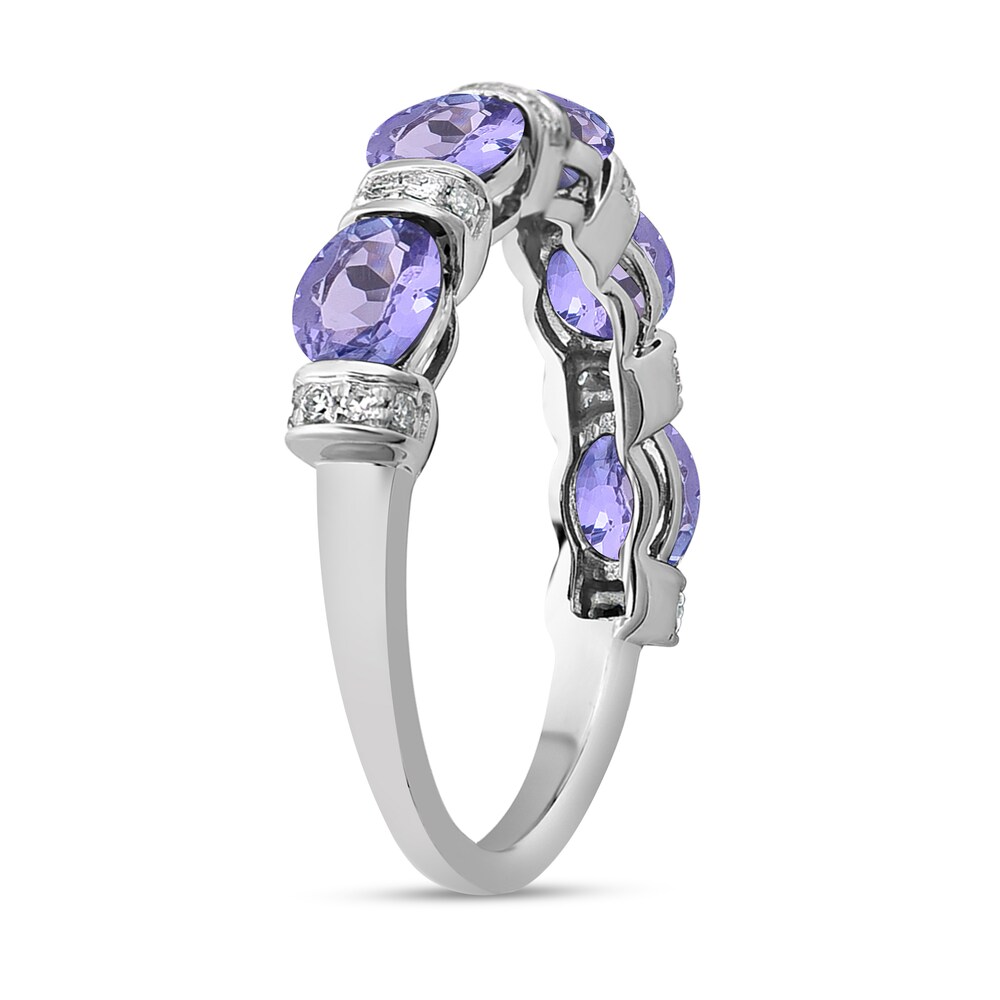 Natural Tanzanite Anniversary Ring 1/10 ct tw Diamonds 14K White Gold sgHwD3wX