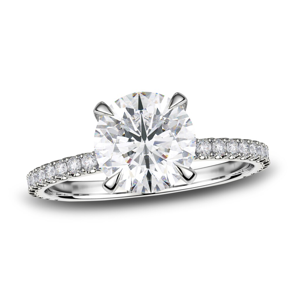 Michael M Diamond Engagement Ring Setting 1/3 ct tw Round 18K White Gold (Center diamond is sold separately) ss79ieBh