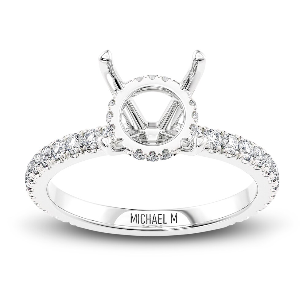 Michael M Diamond Engagement Ring Setting 1/3 ct tw Round 18K White Gold (Center diamond is sold separately) ss79ieBh