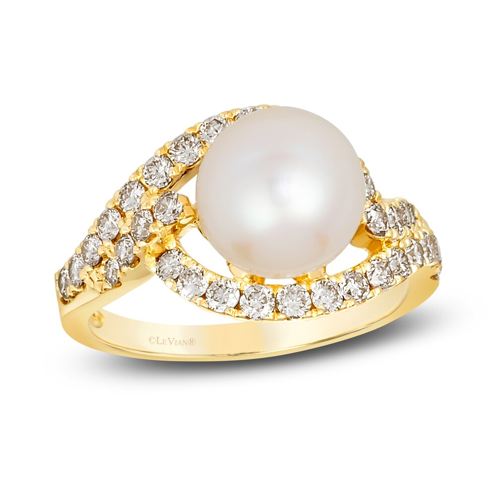 Le Vian Cultured Freshwater Pearl Ring 7/8 ct tw Diamonds 14K Honey Gold t0WSfl90