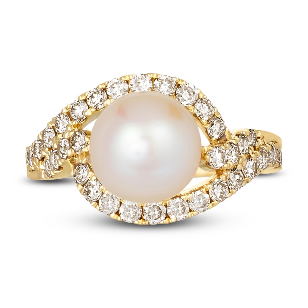 Le Vian Cultured Freshwater Pearl Ring 7/8 ct tw Diamonds 14K Honey Gold t0WSfl90