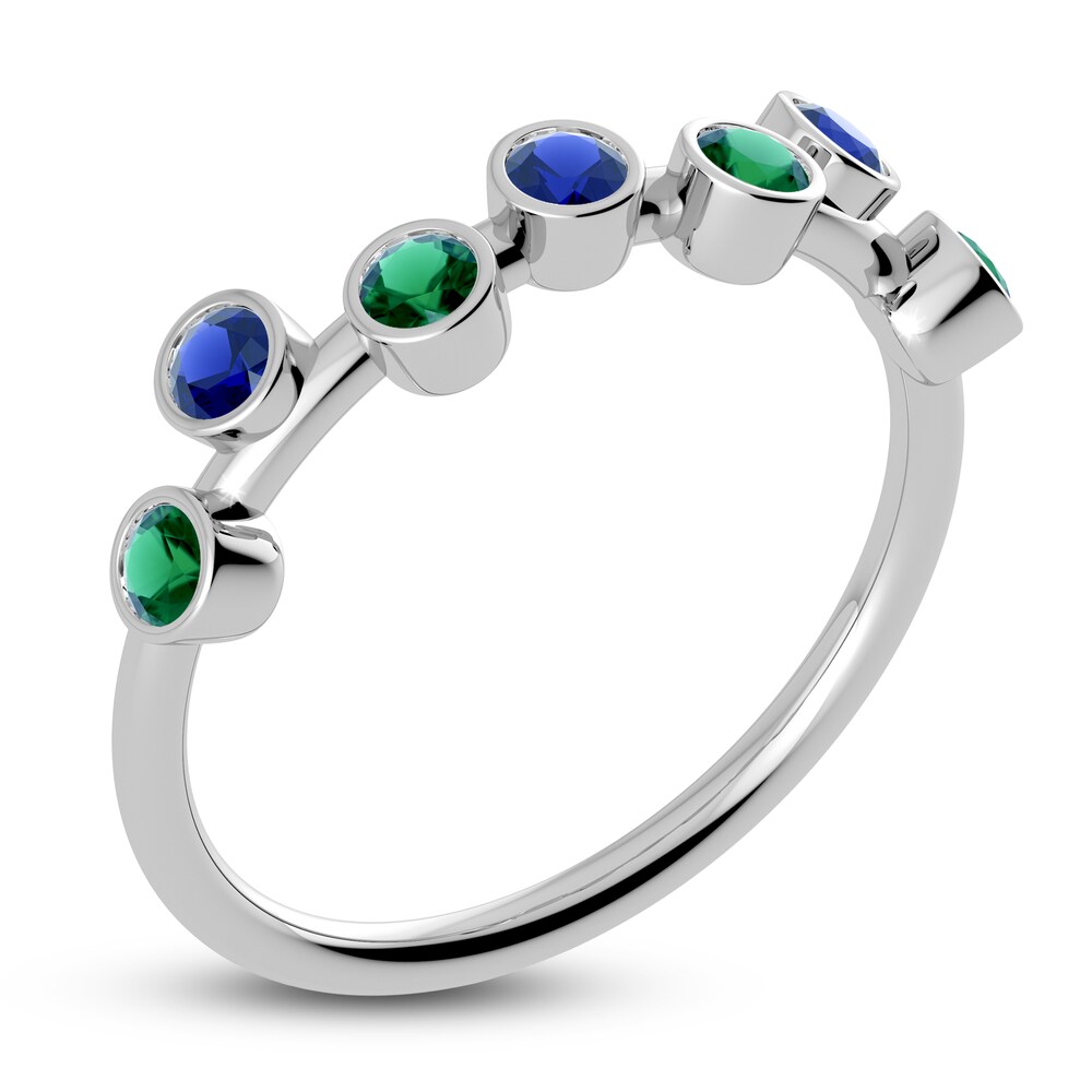 Juliette Maison Natural Emerald & Natural Blue Sapphire Ring 10K White Gold t2oyf9mp