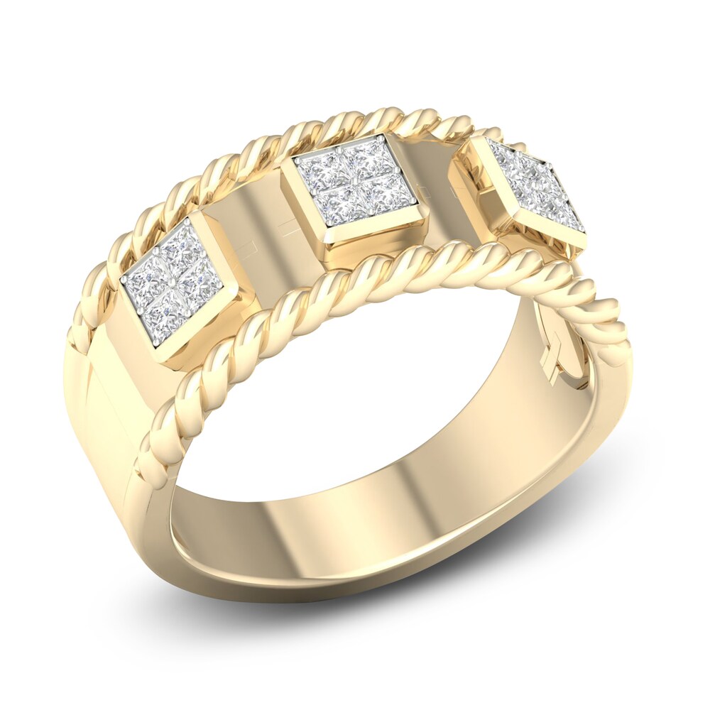 Men\'s Diamond Ring 1/2 ct tw Princess 10K Yellow Gold t7mteehs