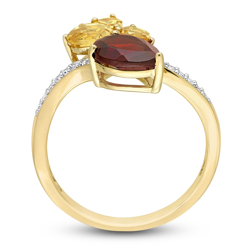 Natural Citrine & Natural Garnet Ring 1/10 ct tw Diamonds 14K Yellow Gold tCXp6PCy